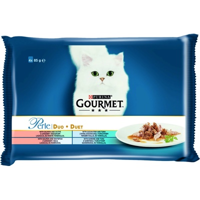 Nestle Gourmet Perle DUO kapsičky pre mačky losos a treska, morské ryby a tuniak, losos a ryby, sardinky a tuniak 4×85 g