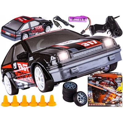 HB Toys Dálkově ovládaný vůz černý drift s osvětlením 1:24