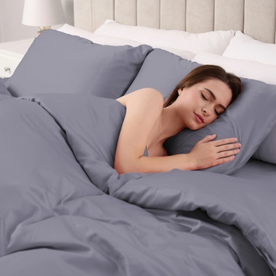 Biante satén obliečky ST-003 Modrosivé 200x220 2x70x90