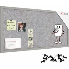 ALLboads Textilná (filcová) nástenka 80 × 40 cm svetlosivá, vo svetlosivom drevenom ráme, TFLIGHTG84G