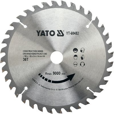 Kotouč na stavební dřevo 180 x 20 mm 36z Yato YT-60482