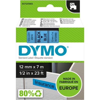 DYMO pásky D1 12mm štandard Čierna na modrej