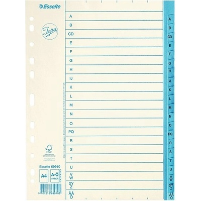 ESSELTE Rejstříky, bílá, A4, karton, A-Z, ESSELTE