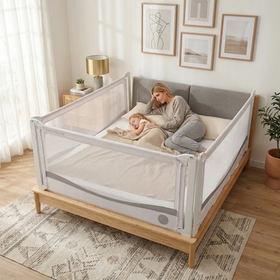 Zábrana na postel Monkey Mum® Premium - 200 cm - světle šedá – Hledejceny.cz