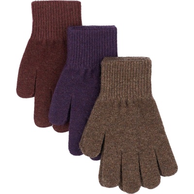 MIKK-LINE pletené vlnené prstové rukavice súprava 3 ks Plum Perfect-Deep Mahogany-Oxblood Red