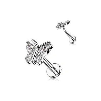 Šperky4U piercing do brady motýlek LB1106ST-1206