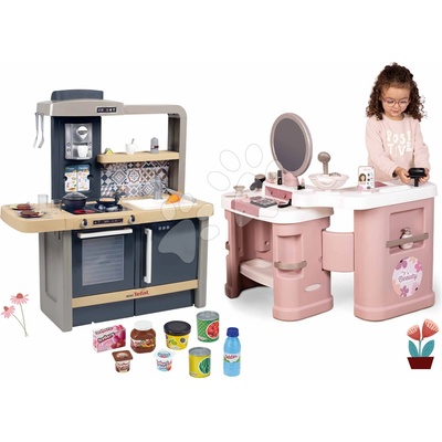 Smoby Set kosmetický stolek a kuchyňka se zvukem My Beauty Center 3v1 s potravinami a elektronický fén