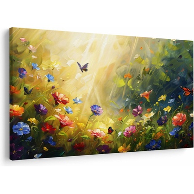 Obraz - Jarná kvetinová lúka, maľba, jednodielne 120x80 cm