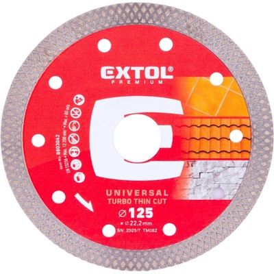 Kotúč diamantový rezný, turbo Thin Cut, suché aj mokré rezanie, O 125x22,2x1,4mm, EXTOL PREMIUM 8803042