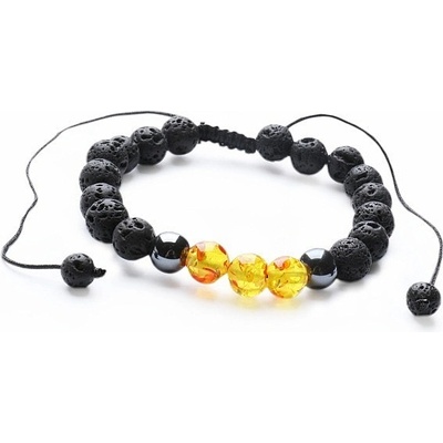 Nefertitis Jantar polyresin a lávový kámen náramek se Shamballa zapínáním NF13156
