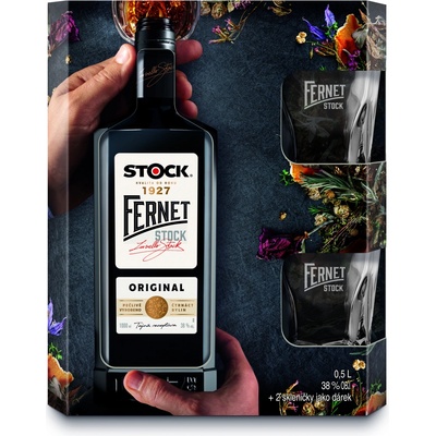 Fernet Stock Original 38% 0,5 l (dárkové balení 2 sklenice) – Hledejceny.cz