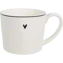 Clayre & Eef Bílý hrnek s černým srdíčkem Lovely Day 12*8*7 cm 275 ml