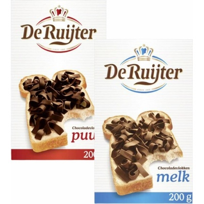 De Ruijter cukrové vločky z mléčné čokolády 200 g + De Ruijter cukrové vločky z hořké čokolády 200 g