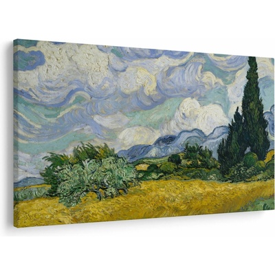 Obraz - Vincent van Gogh, Wheat Field with Cypresses, reprodukce, jednodílný 90x60 cm