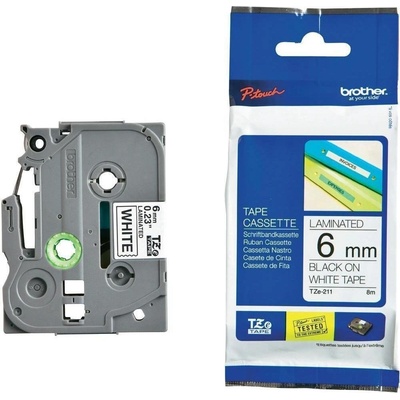 Brother TZe-211 6 mm biela čierna tlač 8 m laminovaná TZE211
