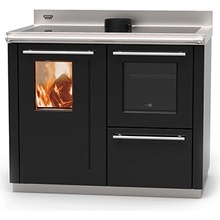 Thermorossi BOSKY F30 SQUARE EVO5 "READY TO START" na drevo s teplovodným výmenníkom Čierna