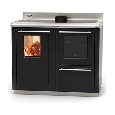Thermorossi BOSKY F30 SQUARE EVO5 "READY TO START" na drevo s teplovodným výmenníkom Čierna