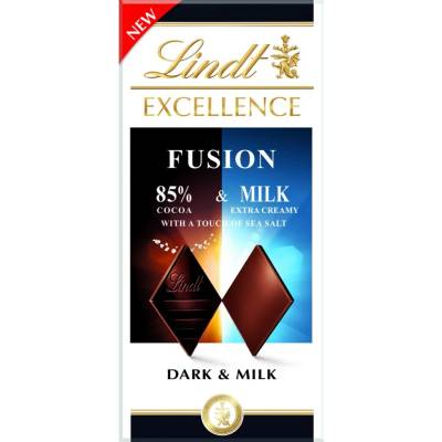 Lindt Excellence Fusion 85 % Dark & Milk with a touch of sea salt 100 g