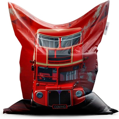Sablio Sedací vak Červený patrový autobus Vlajka 150x100 cm
