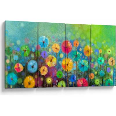 Obraz - Abstraktné kvety, štvordielne 160x80 cm