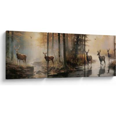 Obraz - Vintage maľba divokej zveri, trojdielne 90x30 cm