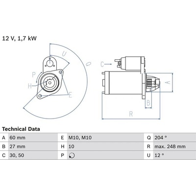 BOSCH 0 986 023 100 Startér (0986023100)