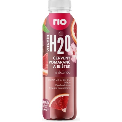Rio H2O Vitamínová voda červený pomeranč a ibišek 6 x 400 ml