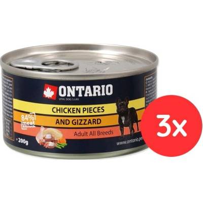 Ontario Dog Chicken Pieces + Gizzard 3 x 200 g – Hledejceny.cz