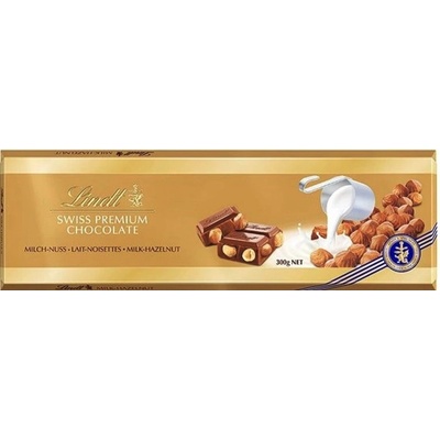 Lindt Švajčiarska mliečna čokoláda s celými jadrami lieskových orechov 300 g