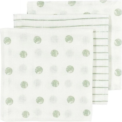 Meyco Mušelínové pleny Dot stripe soft green 3 ks