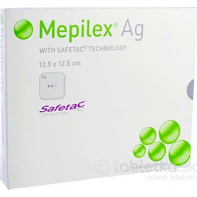 Mepilex Ag silikónový bakteriostatický obväz 12,5 x 12,5 cm 5 ks