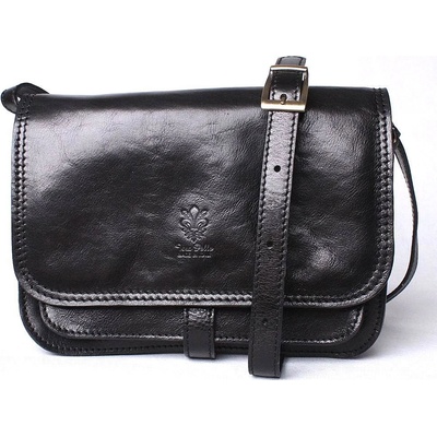 Středně velká kožená crossbody kabelka no. 444 černá