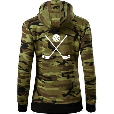 Florbalové hokejky dámská mikina trendy zipper s kapucí Zelený maskáč – Hledejceny.cz