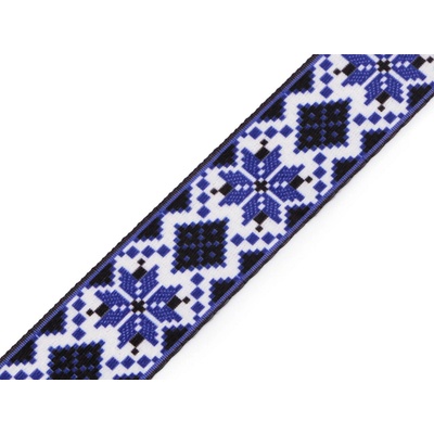 Oboustranný popruh šíře 38 mm, střední, 1 bílo-modrá