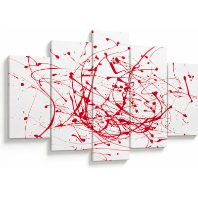 Obraz technikou Drippingu, pětidílný 150x105 cm