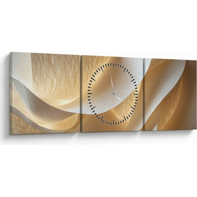 Obraz - Papírová struktura (s hodinami), třídílný 90x30 cm s hodinami