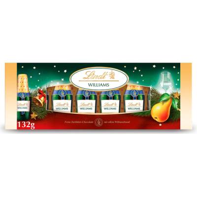 Lindt Vánoční lahvičky čokoláda plněná alkoholem Williams 132 g