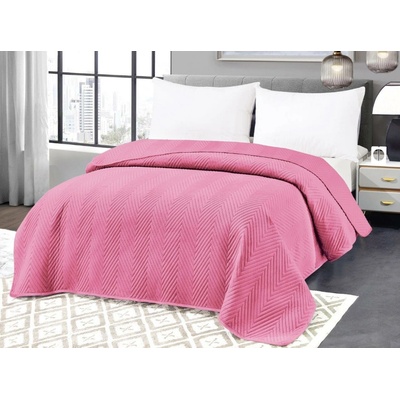 Textilomanie Světle růžový sametový přehoz na postel ARROW VELVET 200 x 220 cm
