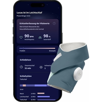 Owlet Dream Sock Pulzní Oxymetr monitor životních funkcí miminka modrý