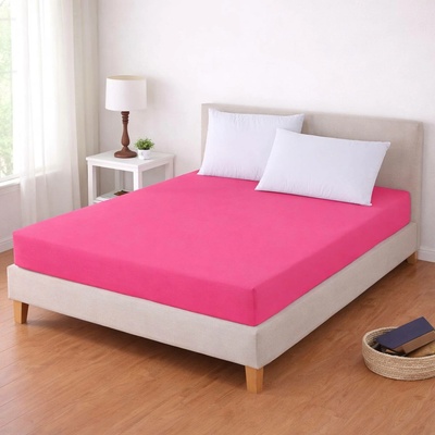 TextilCentrum Luxusní napínací mako-jersey prostěradlo s lycrou deluxe Collection elastické růžové 180x200