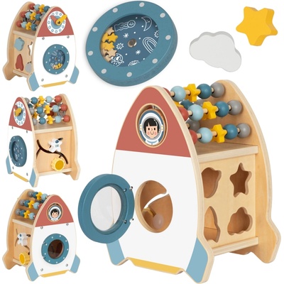 Tooky Toy Dřevěná aktivní raketa s labyrintem