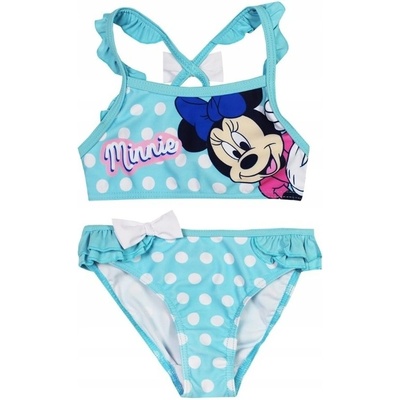 SunCity · Dětské dívčí dvoudílné plavky Disney Minnie Mouse s puntíky Tyrkysová