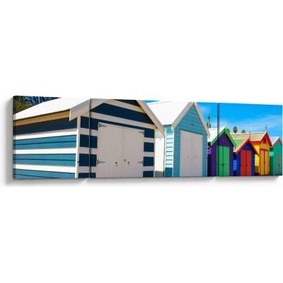 Obraz - Pláž Brighton, Melbourne, Austrálie, třídílný 170x50 cm