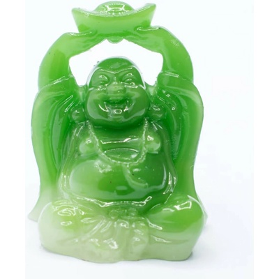 Milujeme Kameny Smějící se Buddha hojnosti - soška Feng shui - zelená Z4