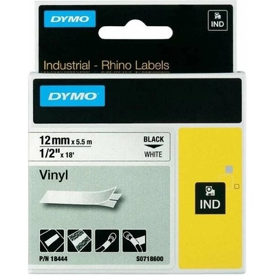 TZ páska DYMO vinylová páska Rhino D1 12 mm × 5,5 m, čierna na biele