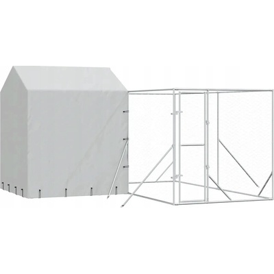 VidaXL Kotec pro psa se střechou stříbrná 400 x 400 x 250 cm ocel ocel