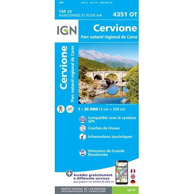mapa Cervione 1:25 t. Korsika