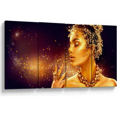 Obraz - Zlatý makeup, štvordielne 160x80 cm