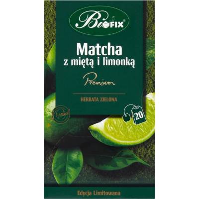 Zelený čaj matcha v sáčkoch Bifix Premium s mätou a limetkou 40 g