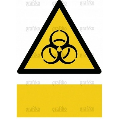 Grafiko | Biologické riziko - Text obrázku (tabulka s vlastním textem), Materiál Hliník, Rozměr 297x210mm